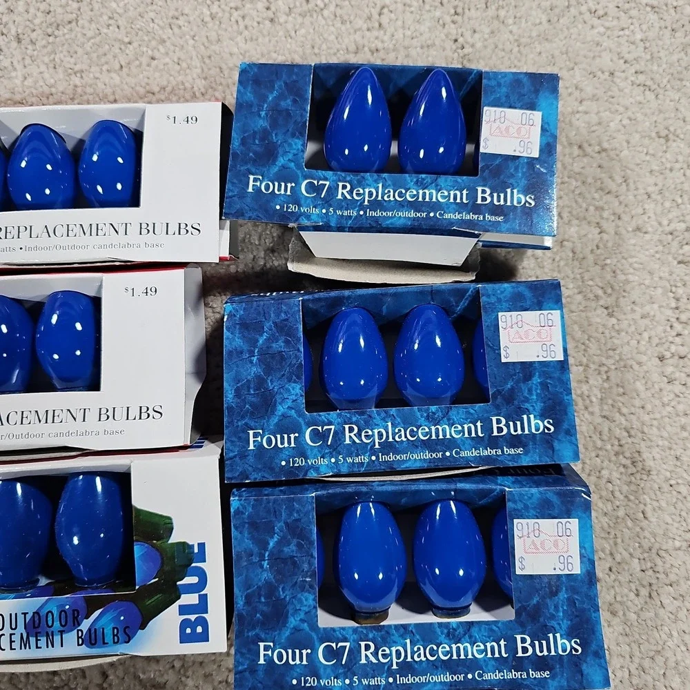 Christmas C7 Blue + Clear Light Bulbs  ASSORTED 10 Packs Lot + 11 Loose